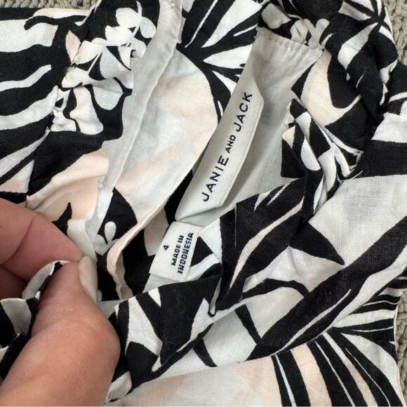 Janie & Jack Floral Sleeveless Dress in Black, Blush and Cream Leaf Pattern ~ 4 - Picture 10 of 15